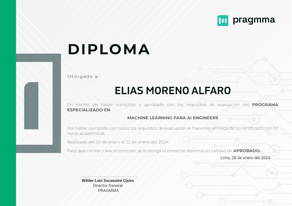 Pragmma certificate